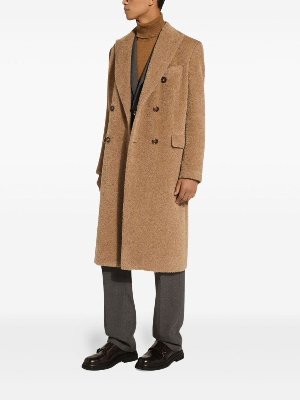 DOUBLE-BREASTED WOOL COAT - 4