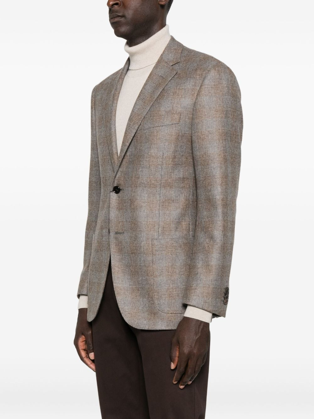 checked two-button jacket - 3