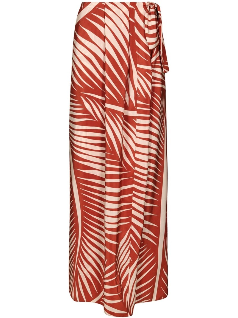 Printed silk long wrap skirt - 1
