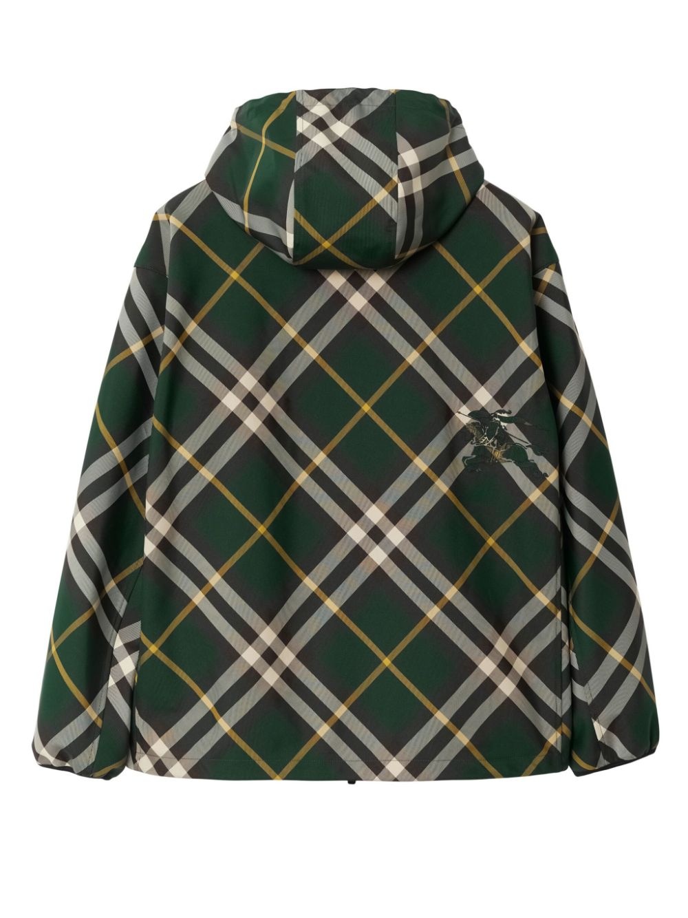 check-pattern zipped hooded jacket - 7