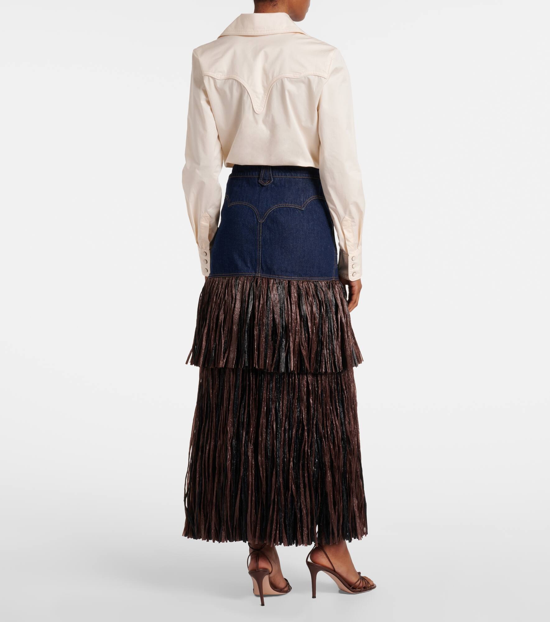 Fringed denim maxi dress - 3