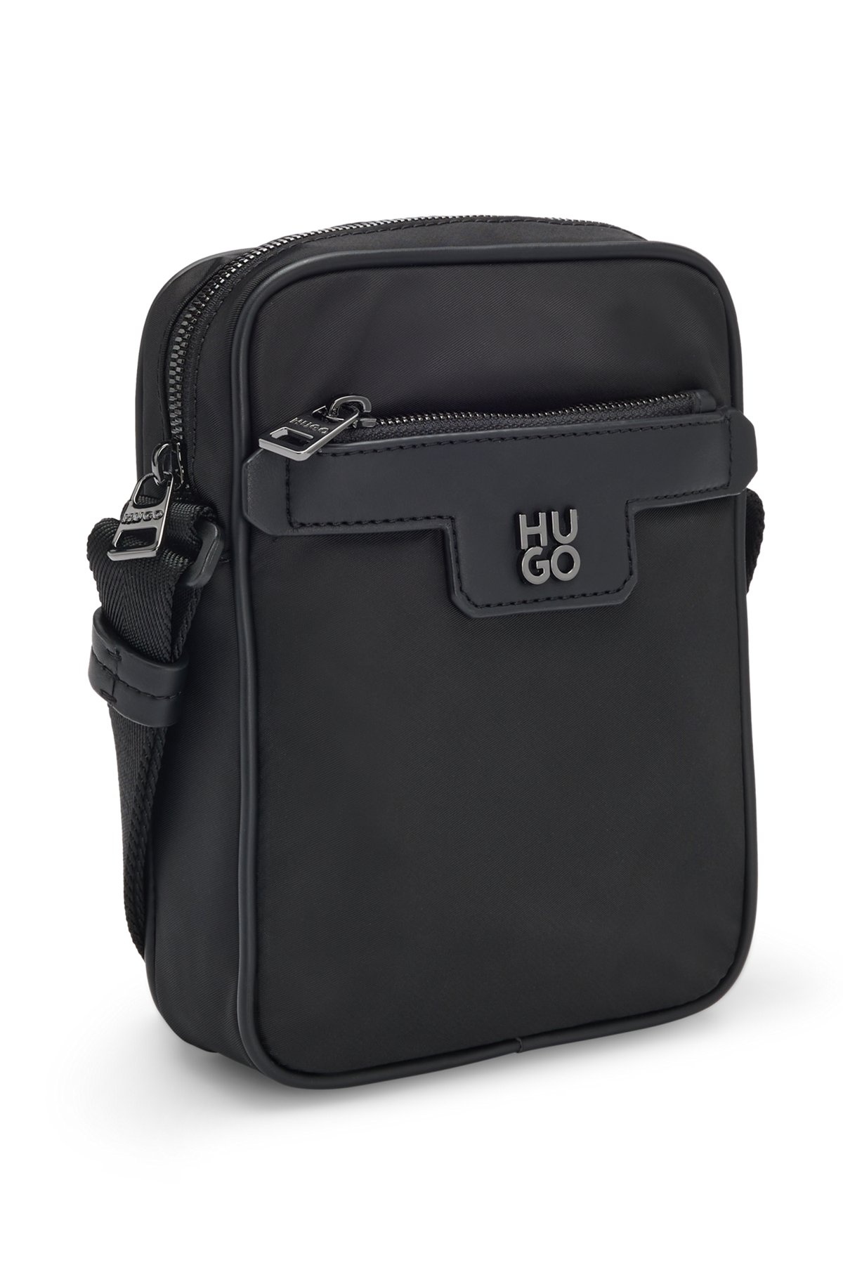 REPORTER BAG IN STRUCTURED TWILL WITH METALLIC STACKED LOGO - 5
