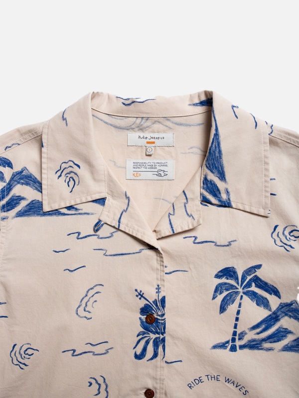 Moa Waves Hawaii Shirt Ecru - 4