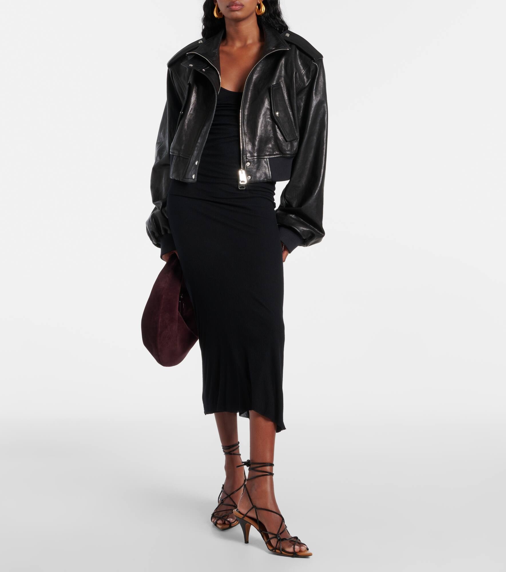 Kember cropped leather bomber jacket - 7