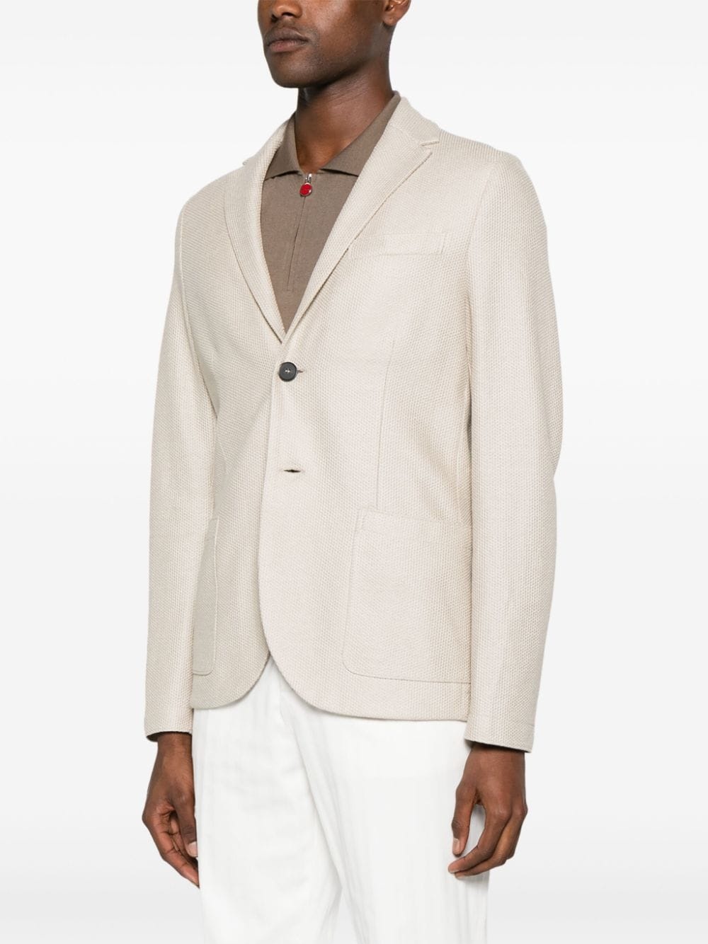 single-breasted linen blend blazer - 3