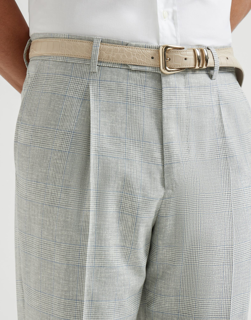 Virgin wool Prince of Wales fresco trousers with pleat 4
