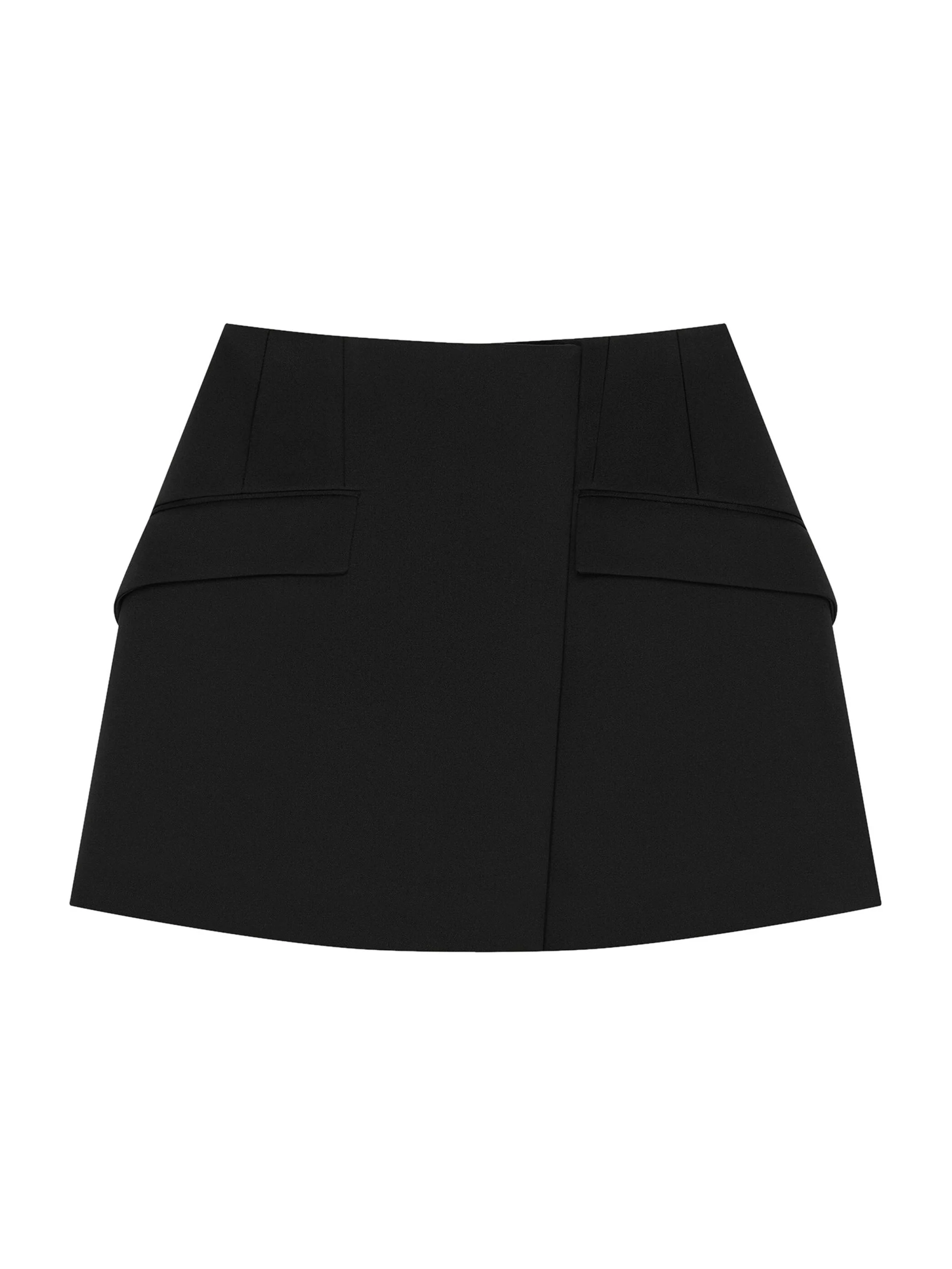 Women's Mini Skirt in Wool - Black - 1