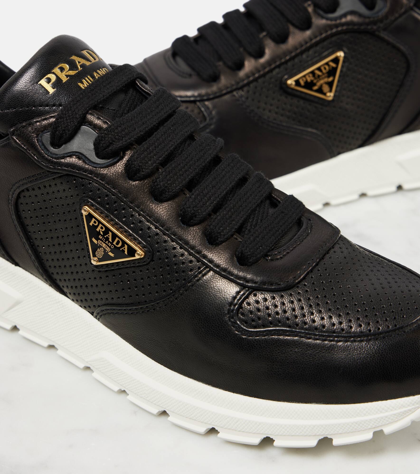 Logo leather sneakers - 5