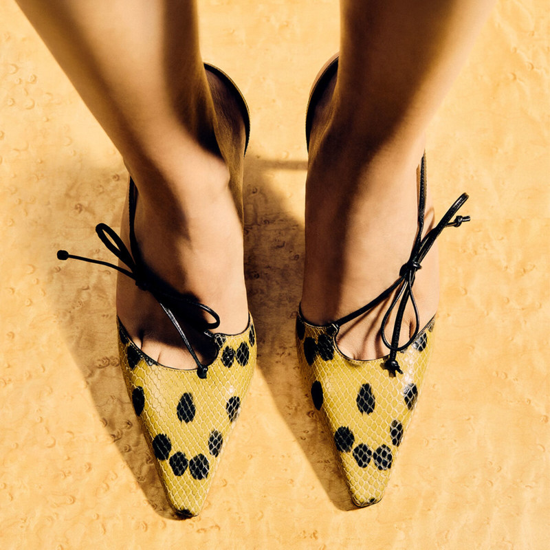 Bow Spotted Elaphe-Printed Leather Sandal with Knot Detail 7