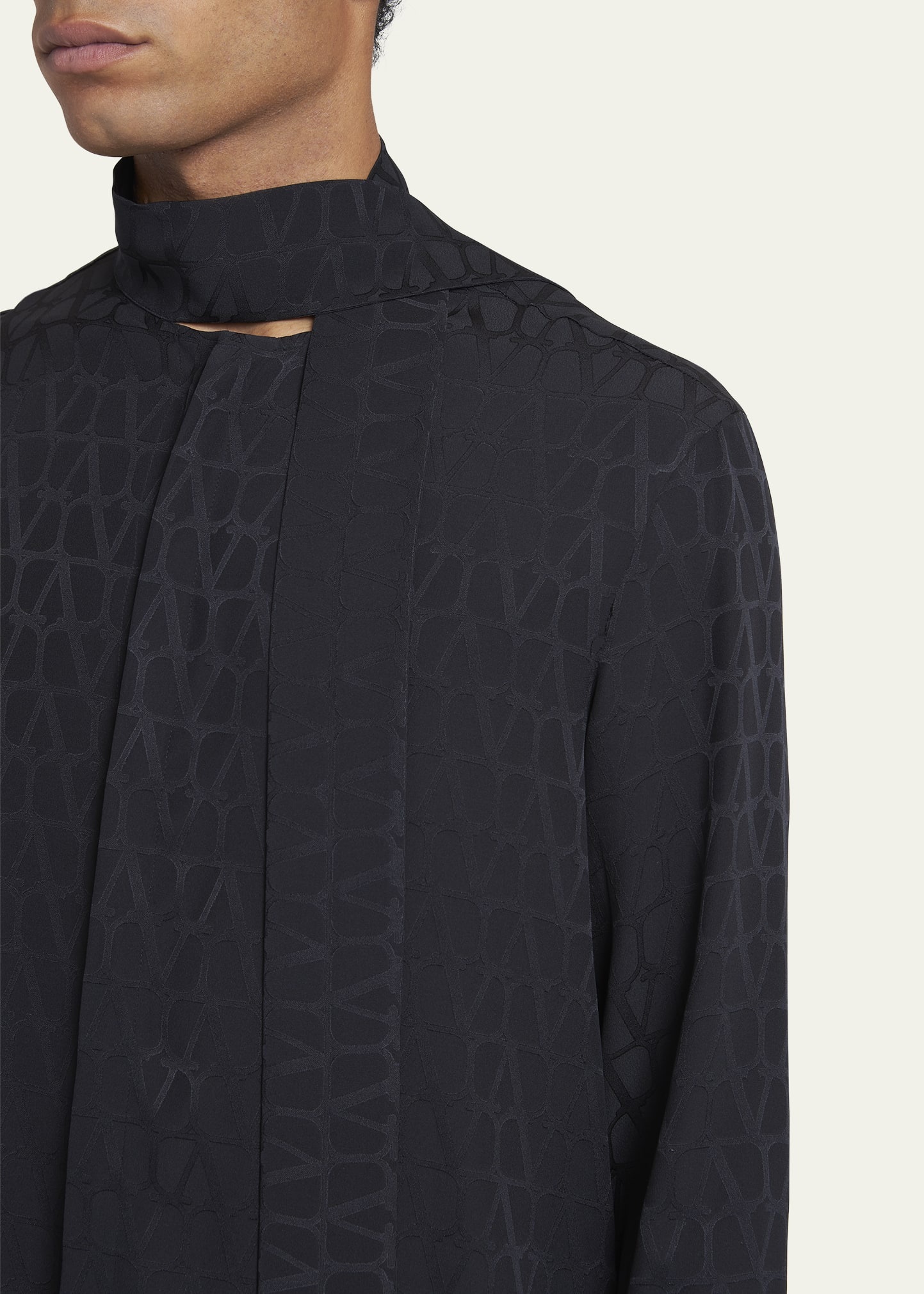 Men's Silk Jacquard Iconographe Bow Shirt - 5