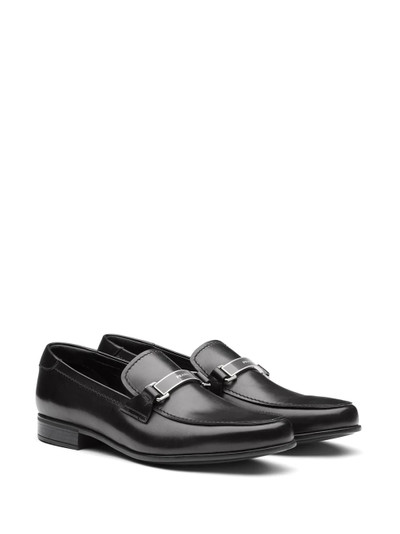 Prada logo plaque loafers outlook