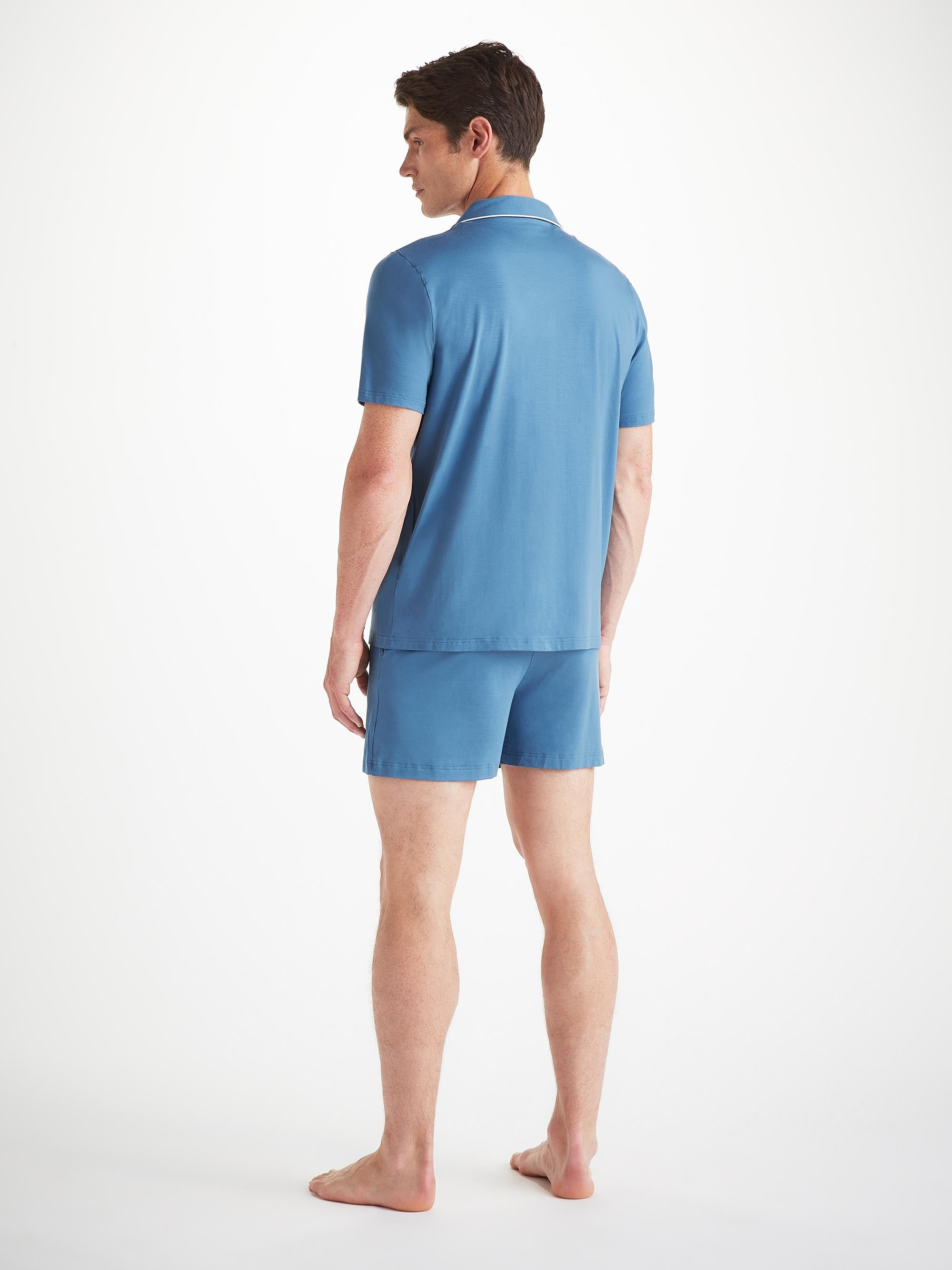 Men's Short Pajamas Basel Micro Modal Stretch Steel Blue - 4