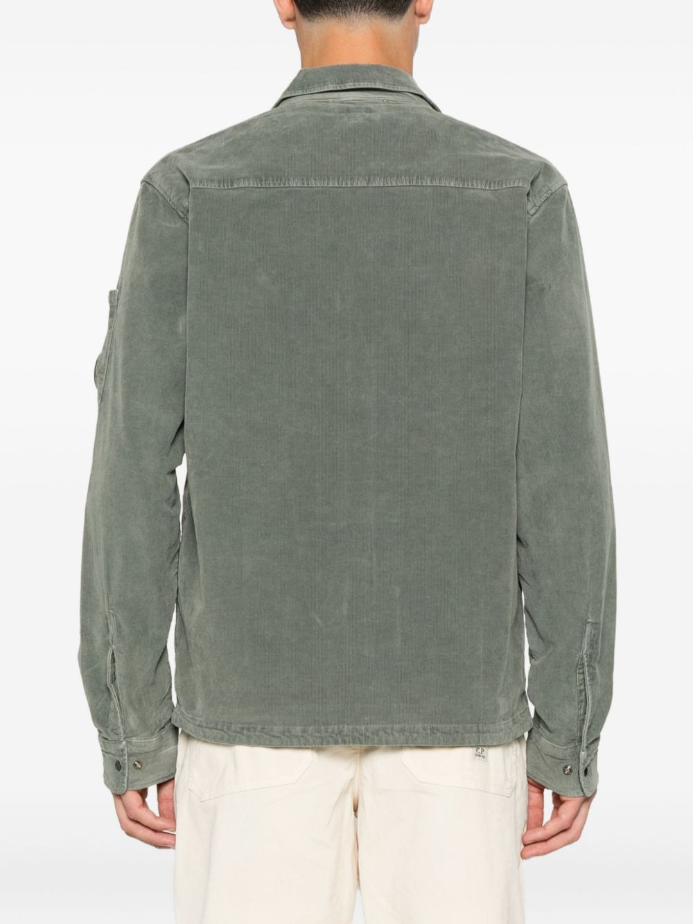 Lens-detail corduroy shirt jacket - 4