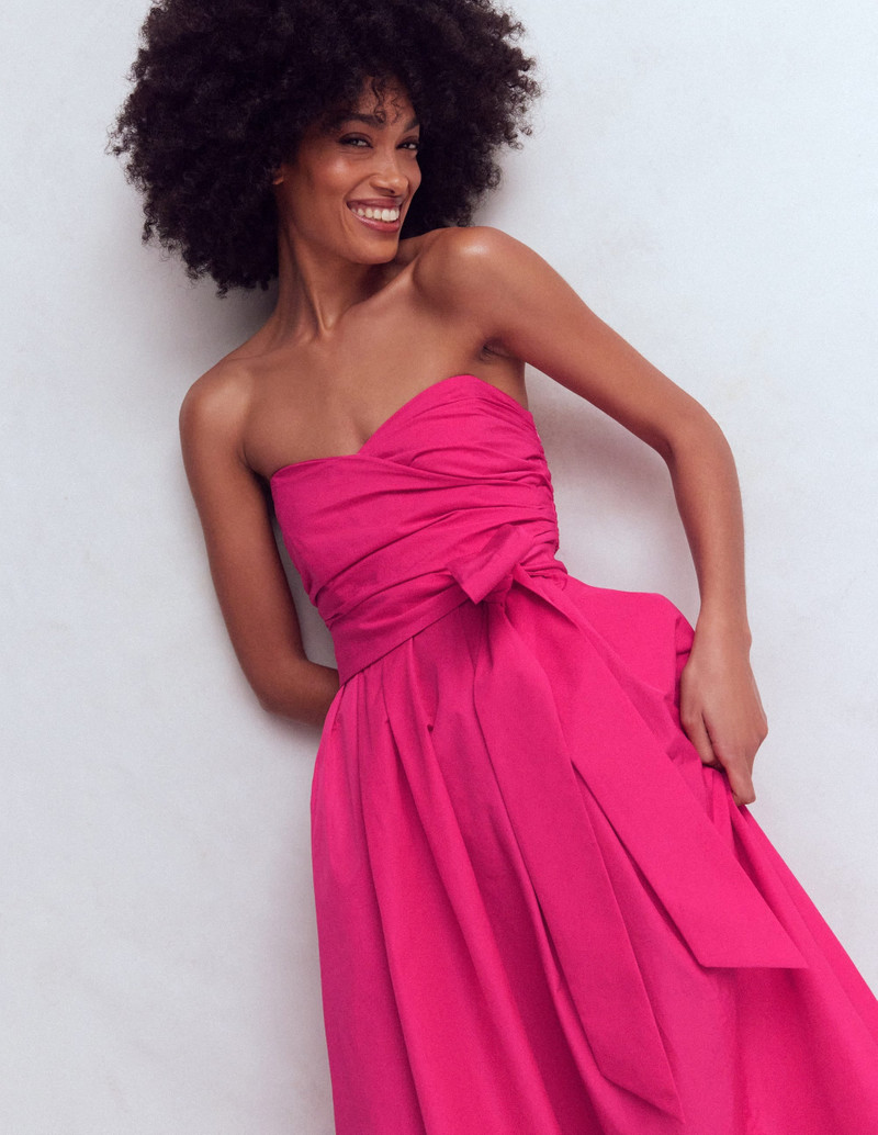 Strapless Taffeta Dress-Bright Pink 4