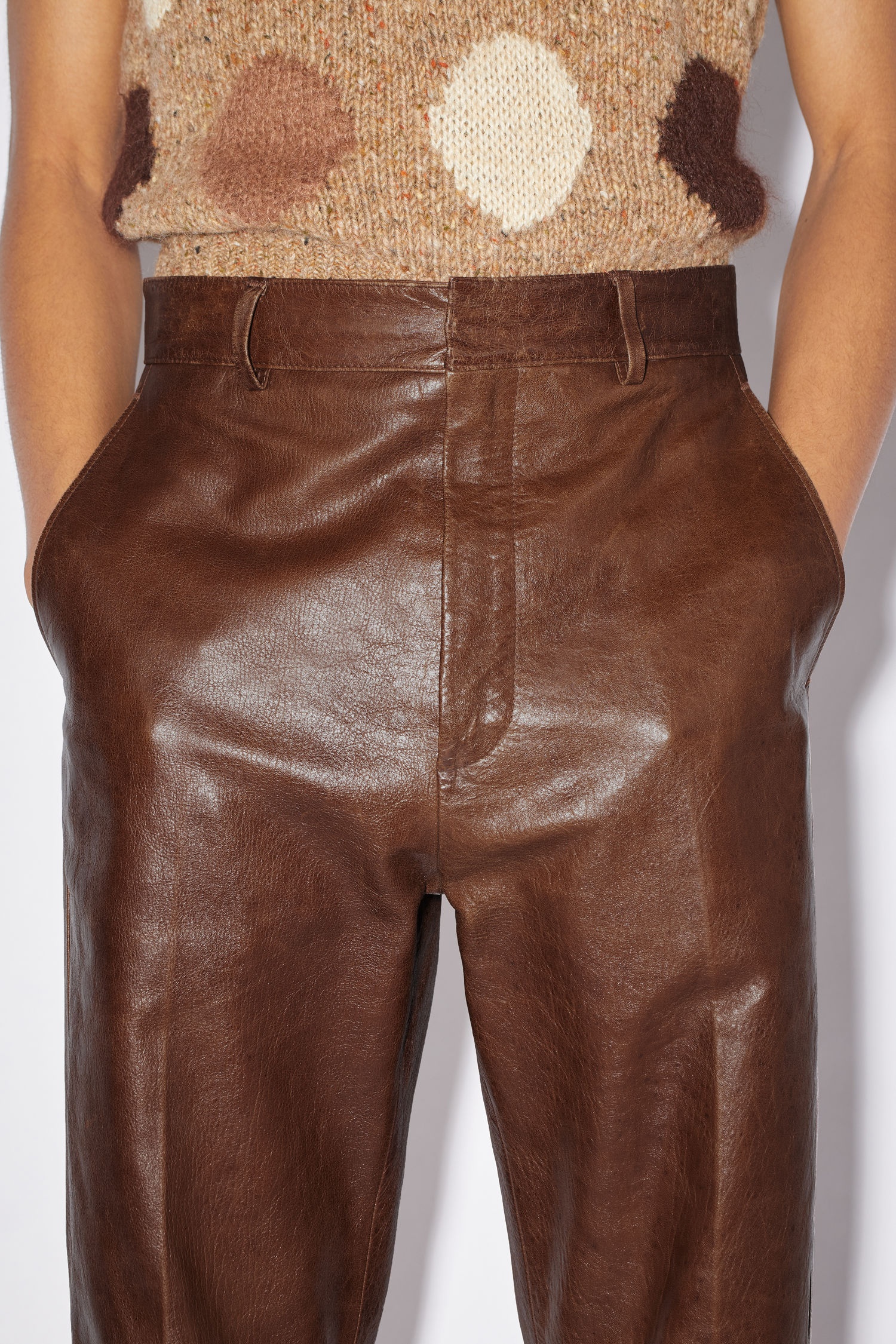 Leather trousers - Caramel brown - 6