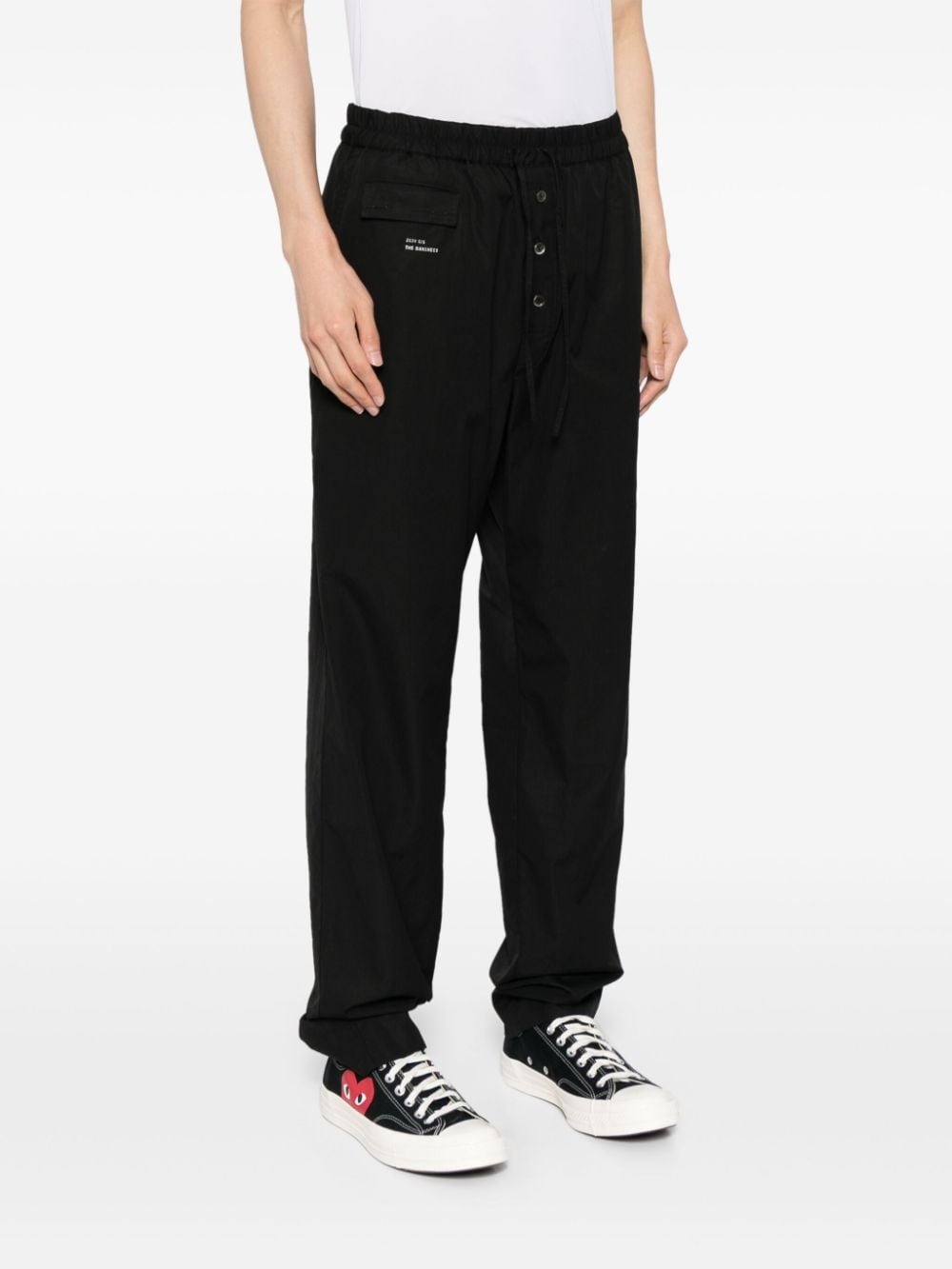 elasticated waistband cotton trousers - 3