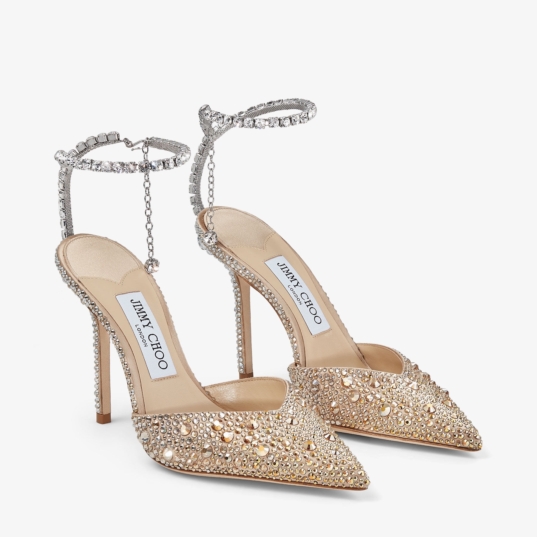 Saeda 100
Gold Satin Pumps with Swarovski Crystals - 2