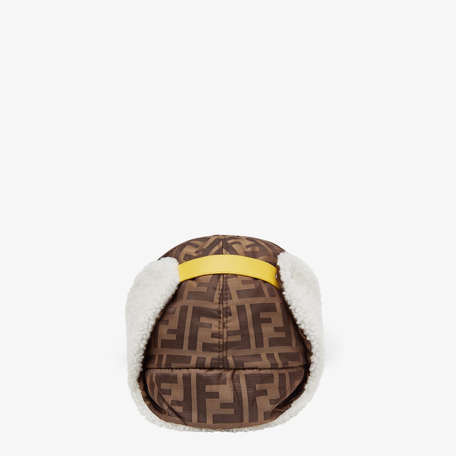 Brown fabric and sheepskin baseball cap - 2