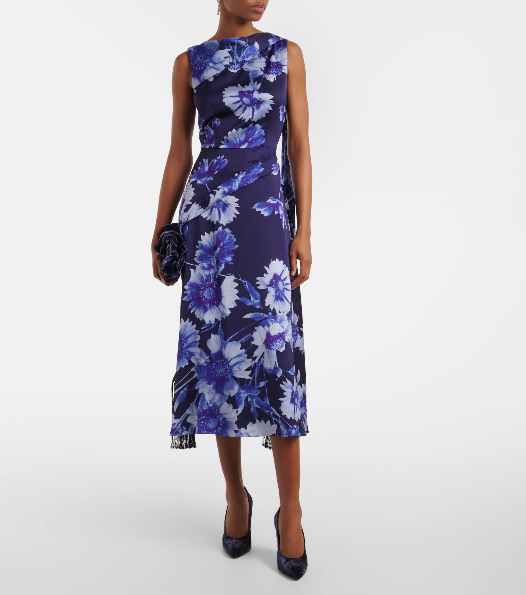 Draped floral cocktail dress - 2