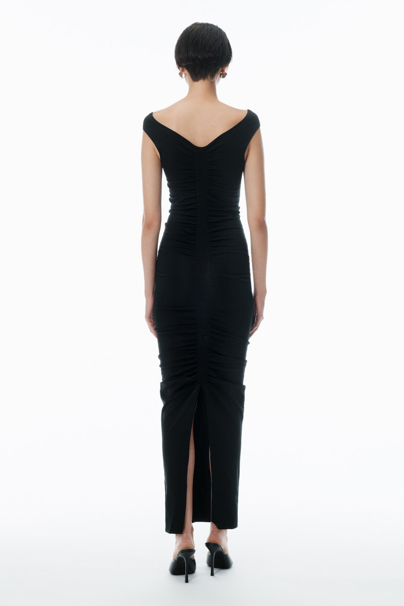 Ruched Wide V-Neck Maxi Dress 4