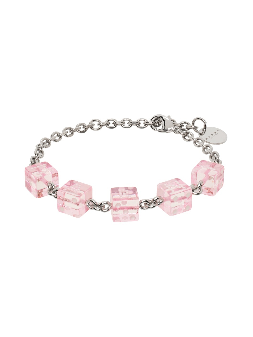 Silver & Pink Dice Charm Bracelet - 1
