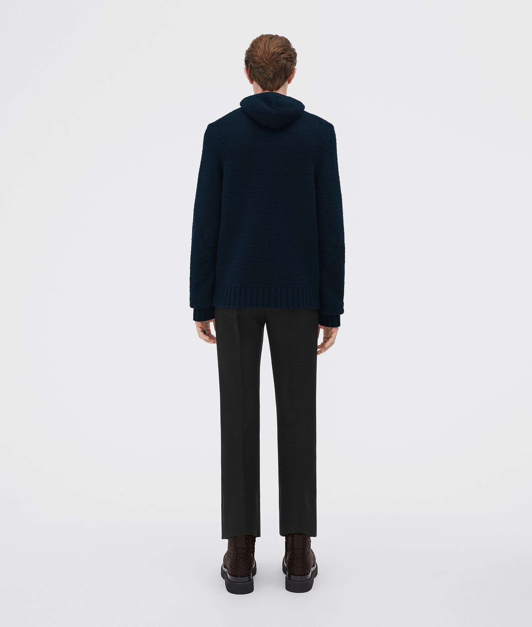 wool and cashmere textured hooded jumper - 3