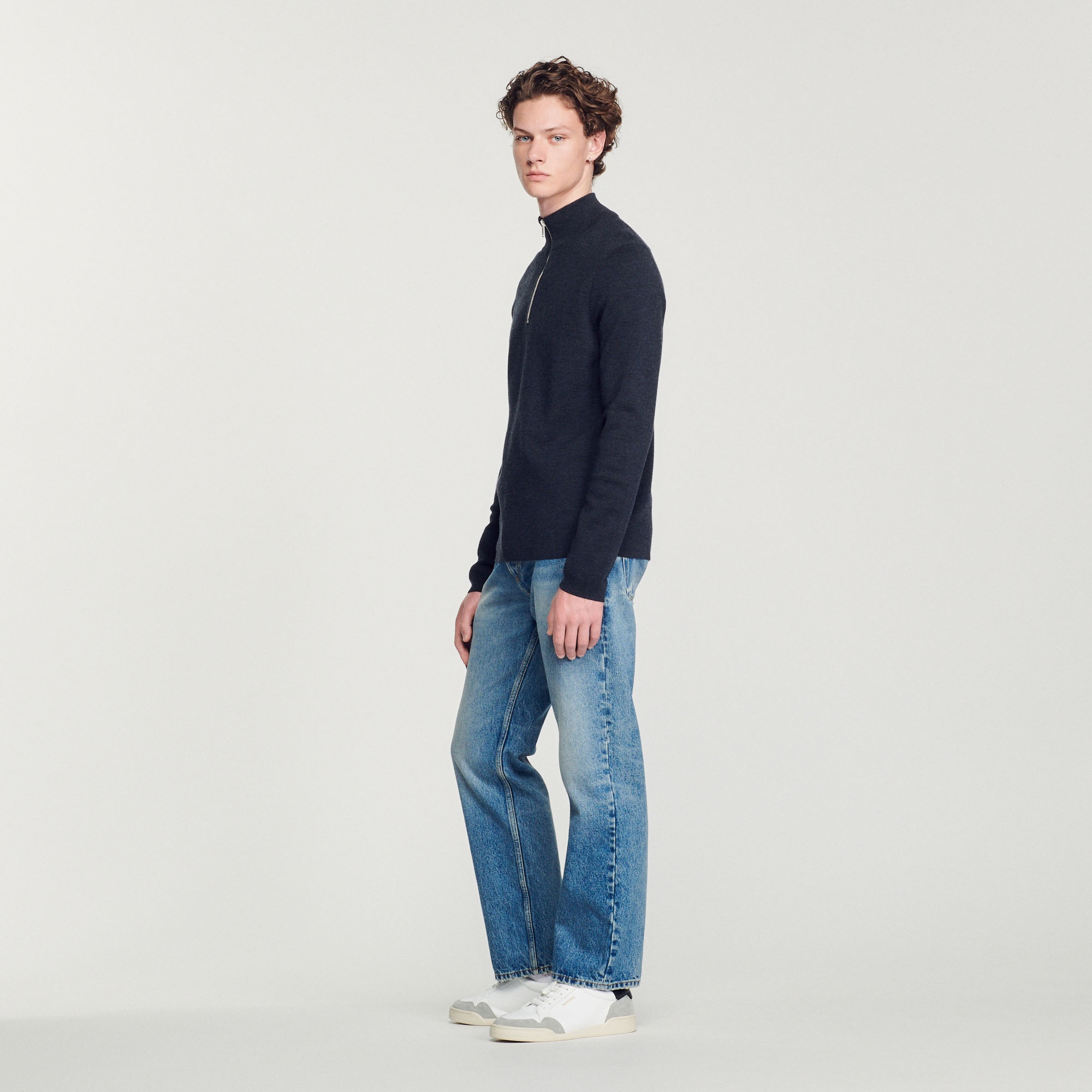 Wool sweater with zipped collar - 7