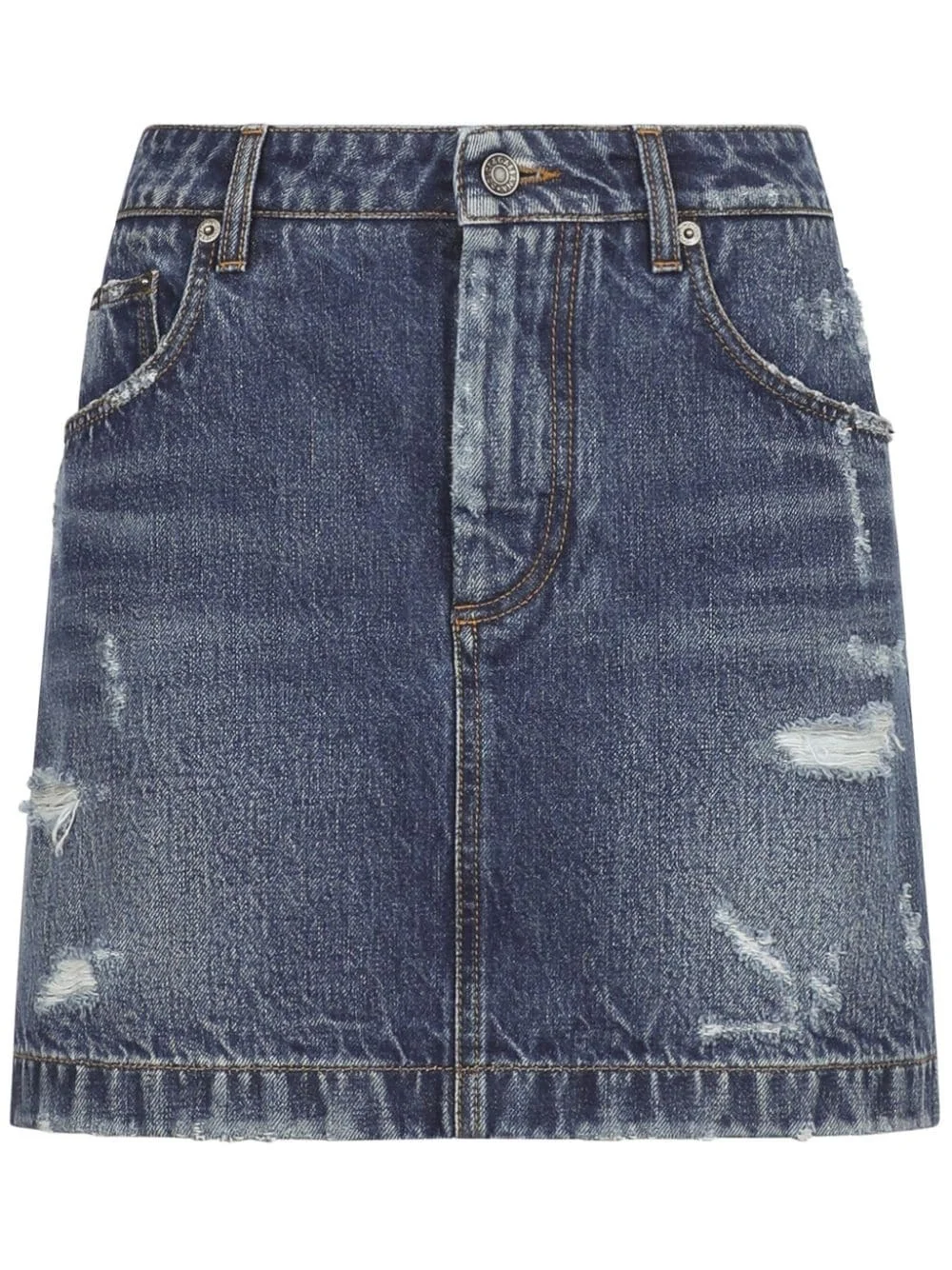 distressed-finish denim miniskirt - 1
