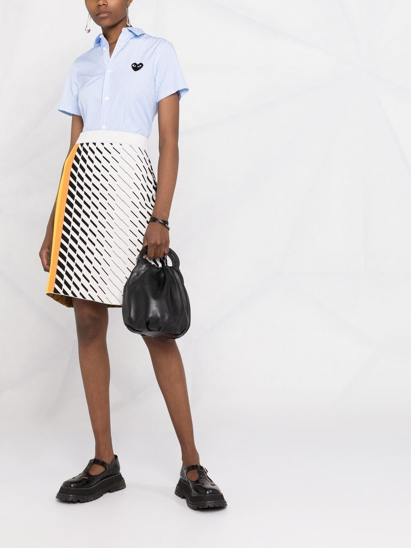 Comme des Garçons PLAY short-sleeved heart-embroidery pinstriped shirt outlook