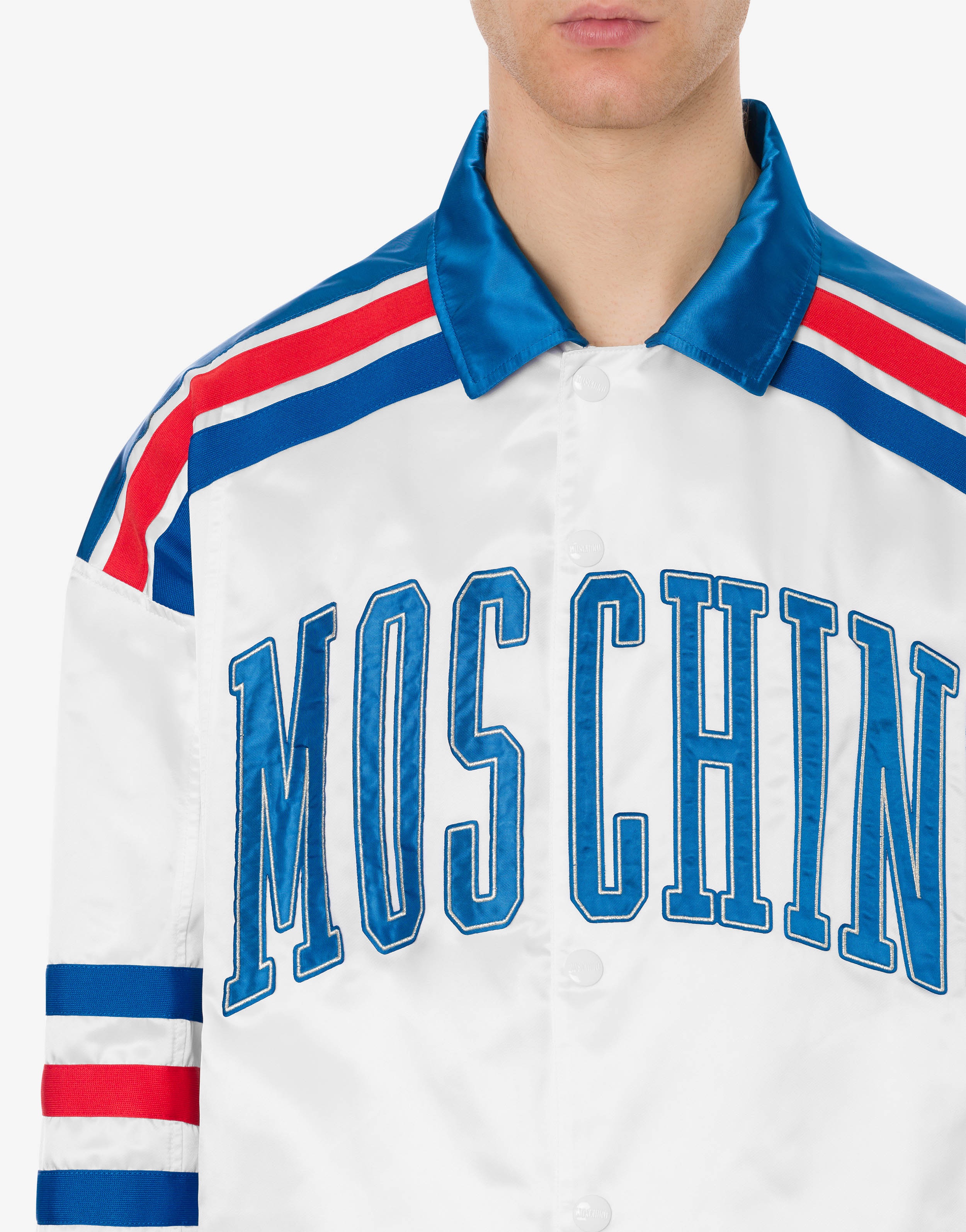 MOSCHINO VARSITY SHINY SATIN SHIRT - 4