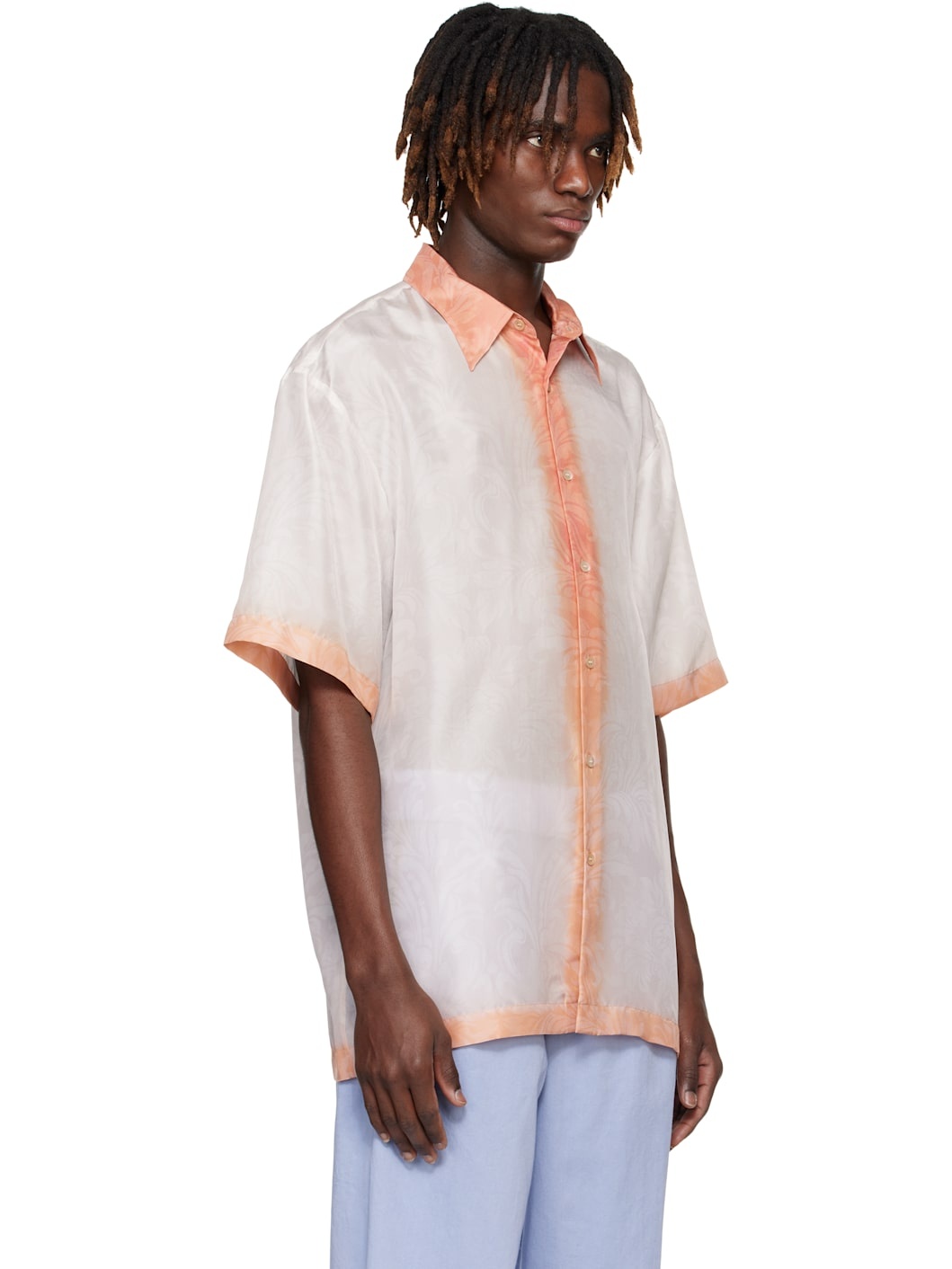 Off-White & Pink Silk Shirt - 2