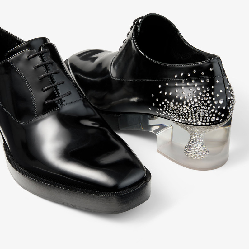 Jimmy Choo noir kei ninomiya Crystal Shoe Black Polished Calf Leather Lace-Up Shoes with Crystal Emb 4