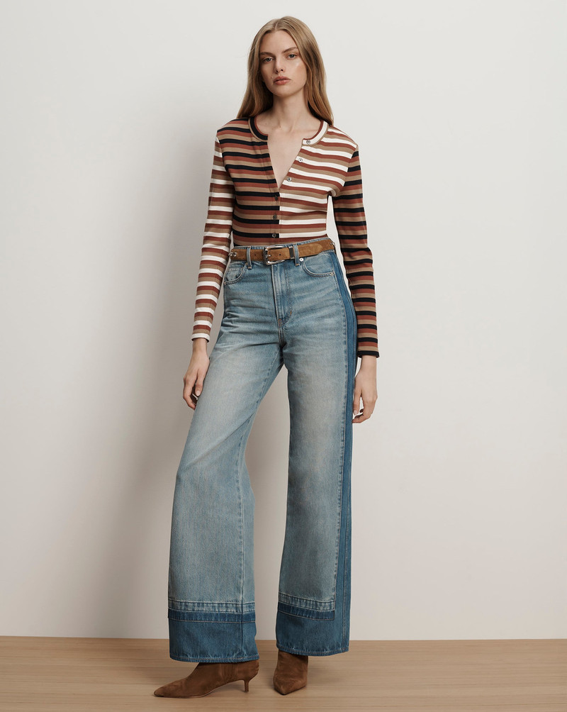 DILIA STRIPED BUTTON-DOWN T-SHIRT 3