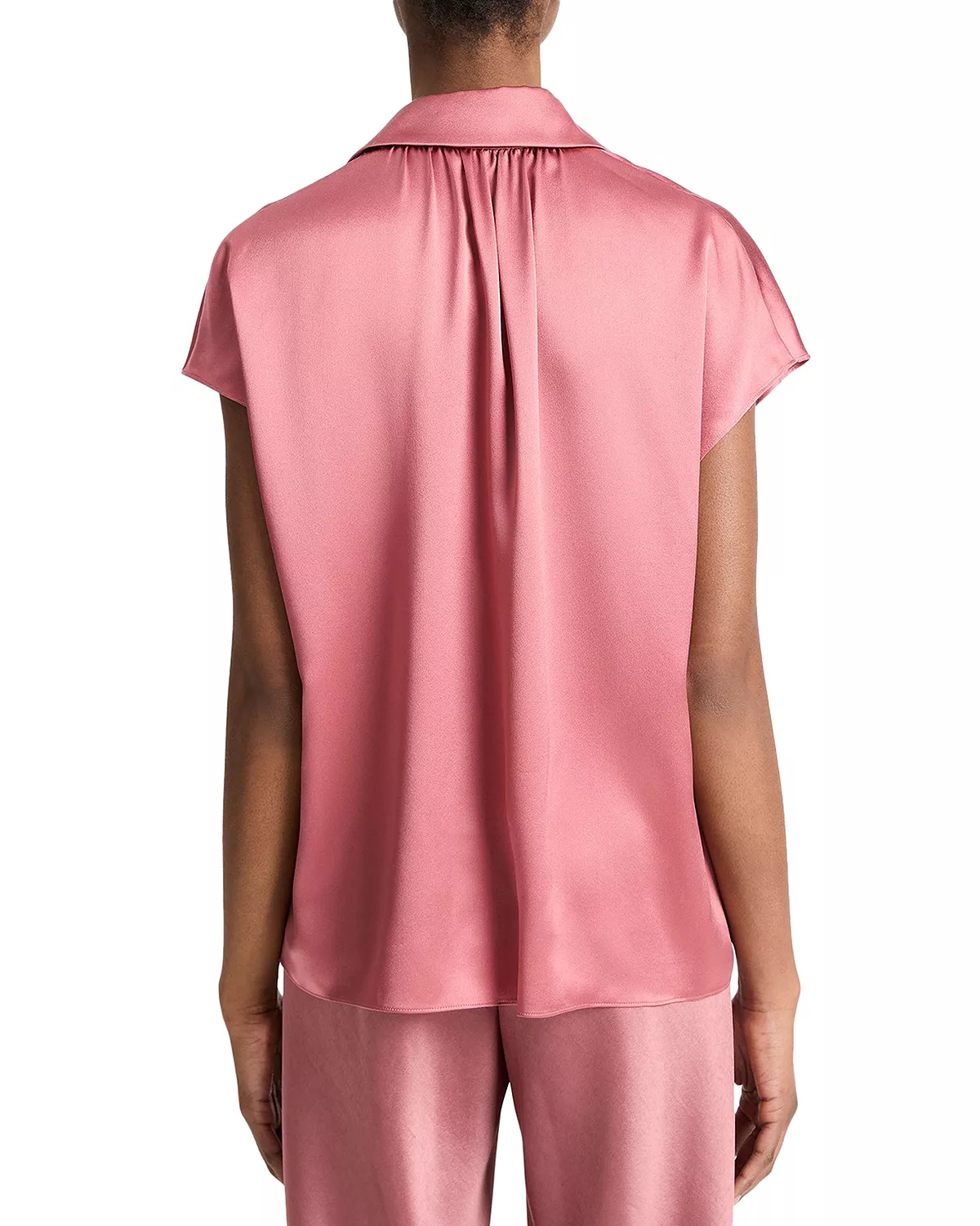 Silk Cap Sleeve Ruched Back Shirt - 2