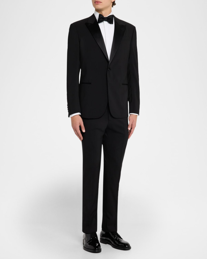 EMPORIO ARMANI Men's Tonal Plaid Peak Lapel G Line Tuxedo outlook