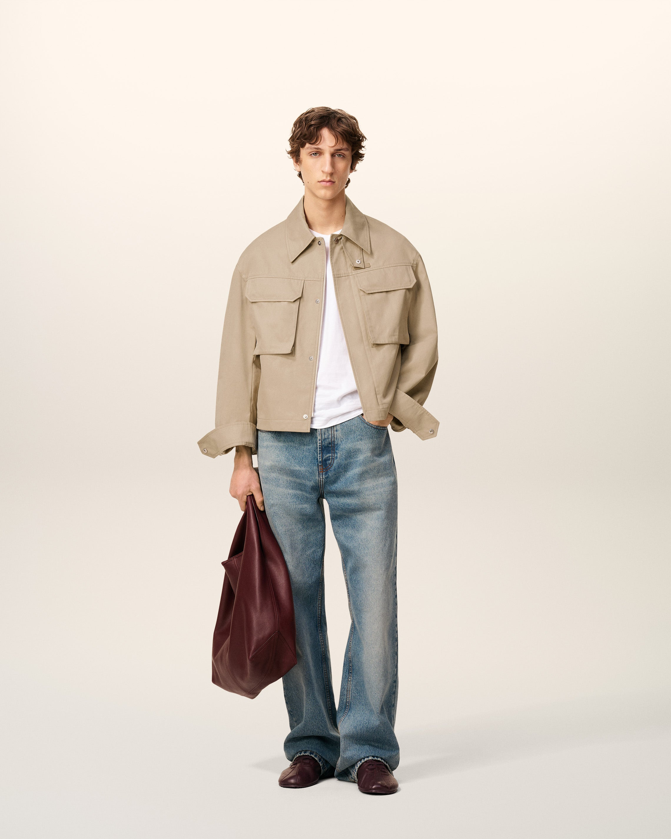 BEIGE COTTON WORKER JACKET - 2