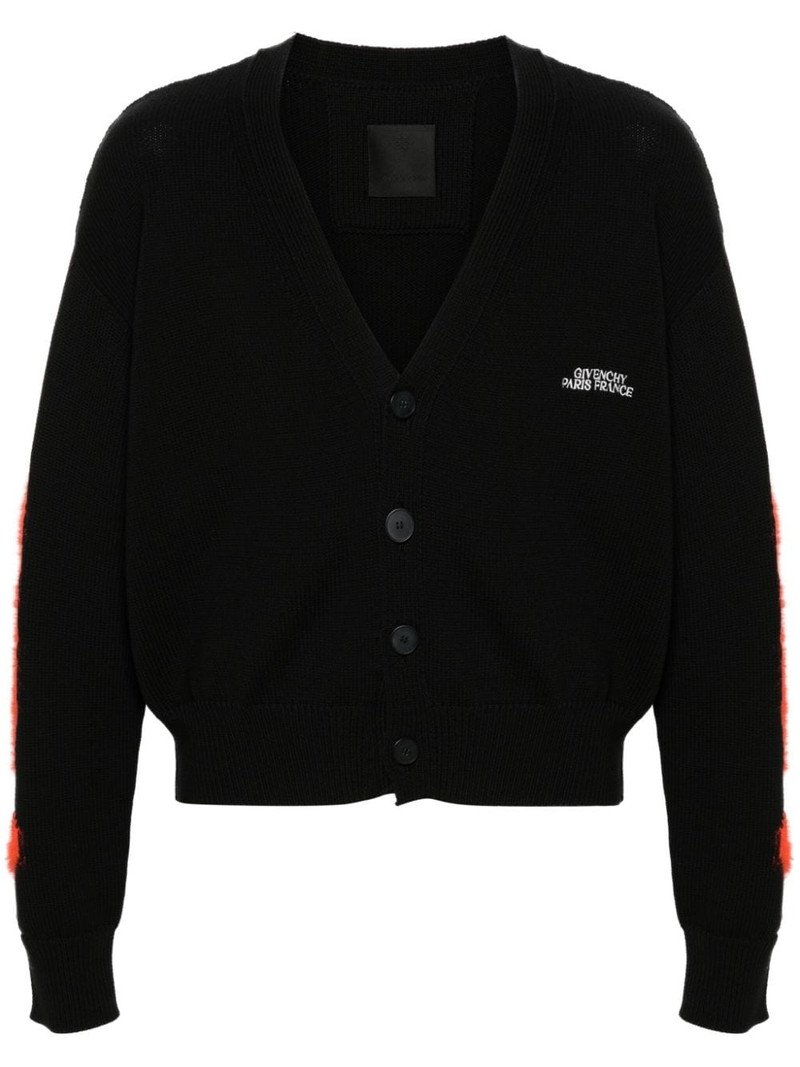 flame-intarsia logo-embroidered cardigan 1
