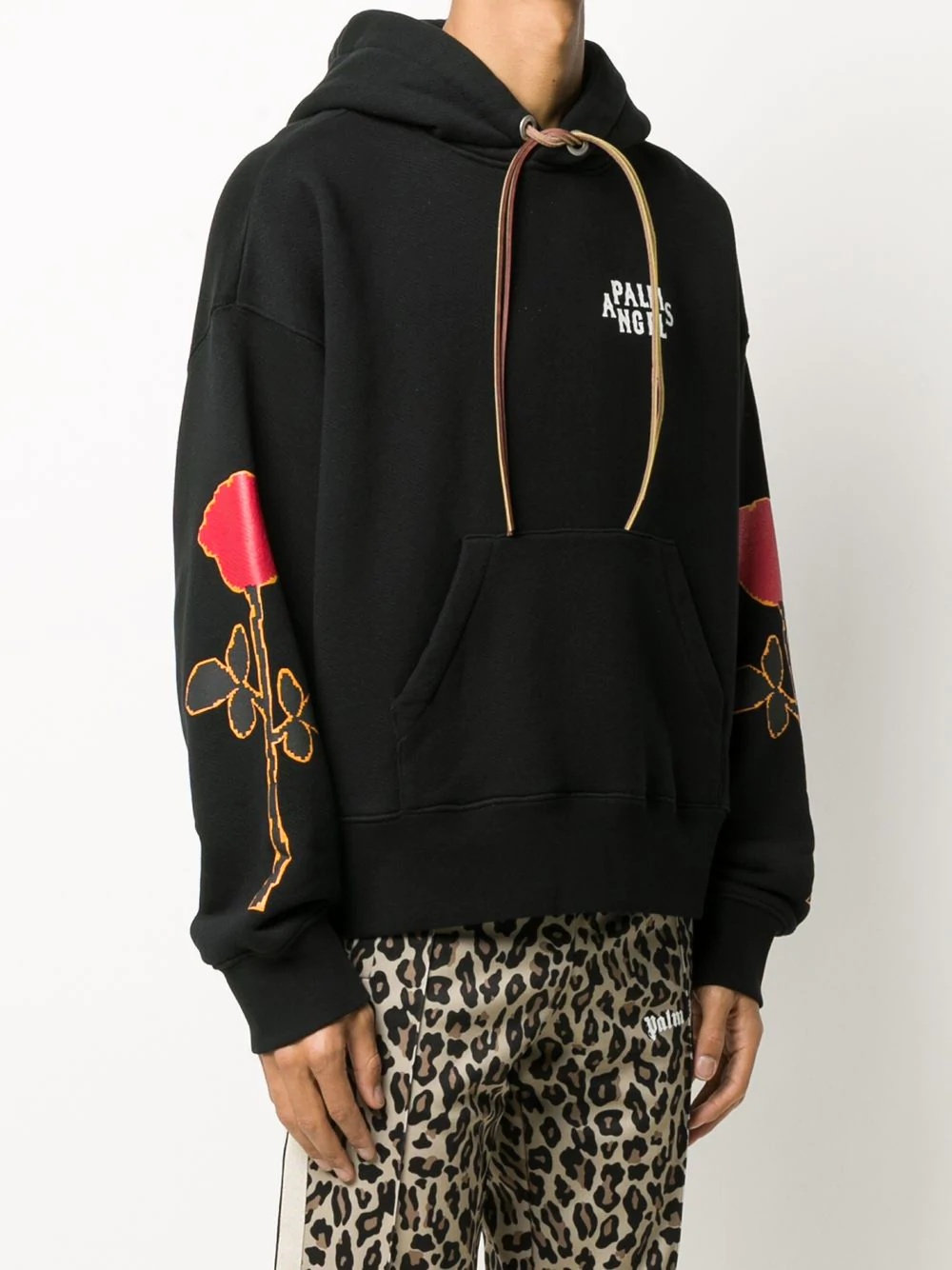 rose-print oversized hoodie - 3