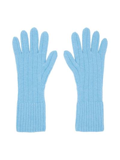 Dries Van Noten Blue Ribbed Gloves outlook
