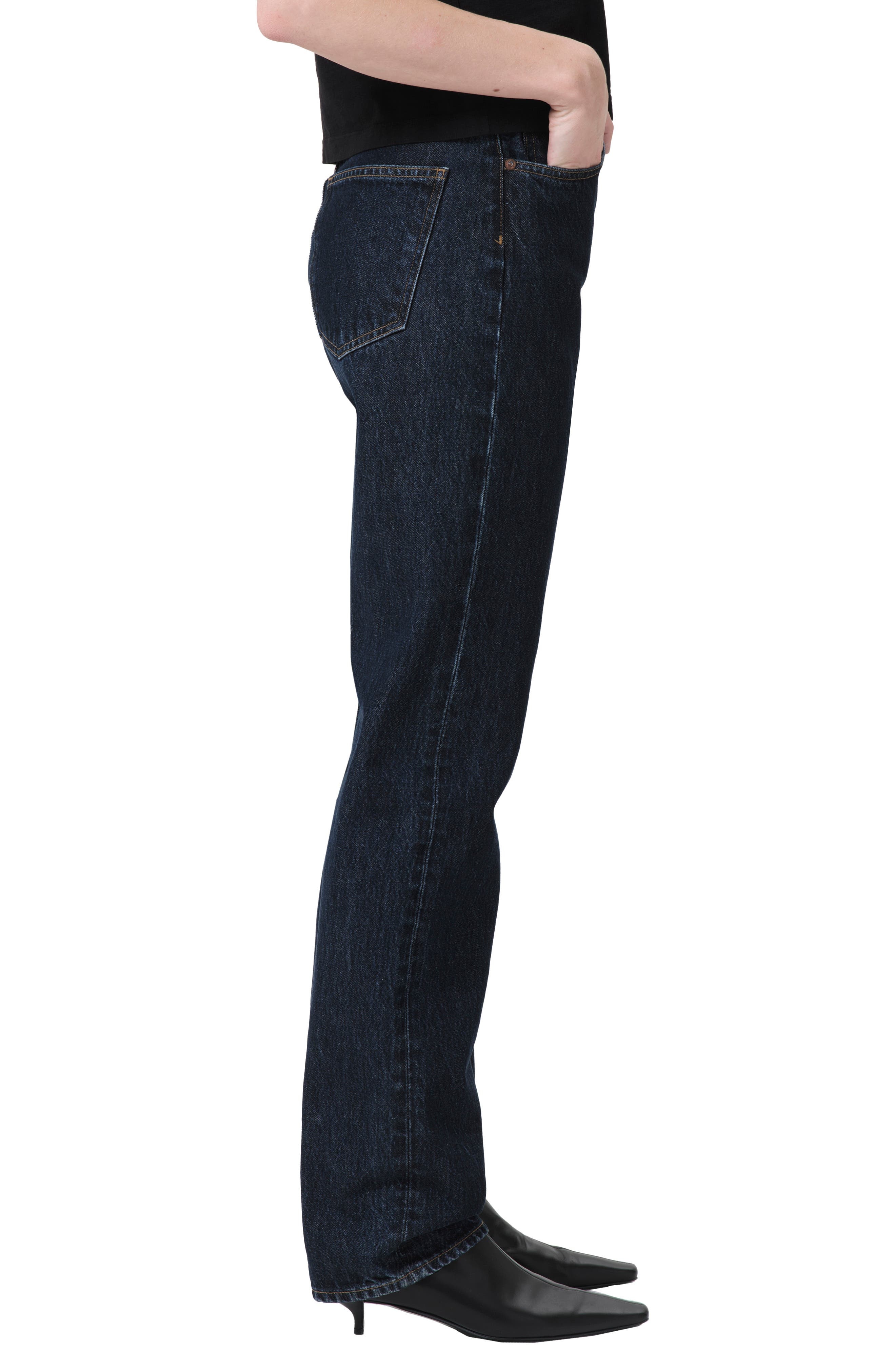 AGOLDE '90s Pinch Waist High Waist Straight Leg Organic Cotton Jeans in Polished at Nordstrom - 3