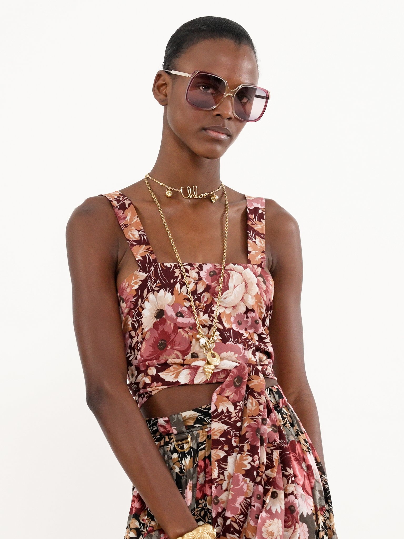 CROPPED FRONT-TIE TANK TOP IN CRÊPE DE CHINE - 5