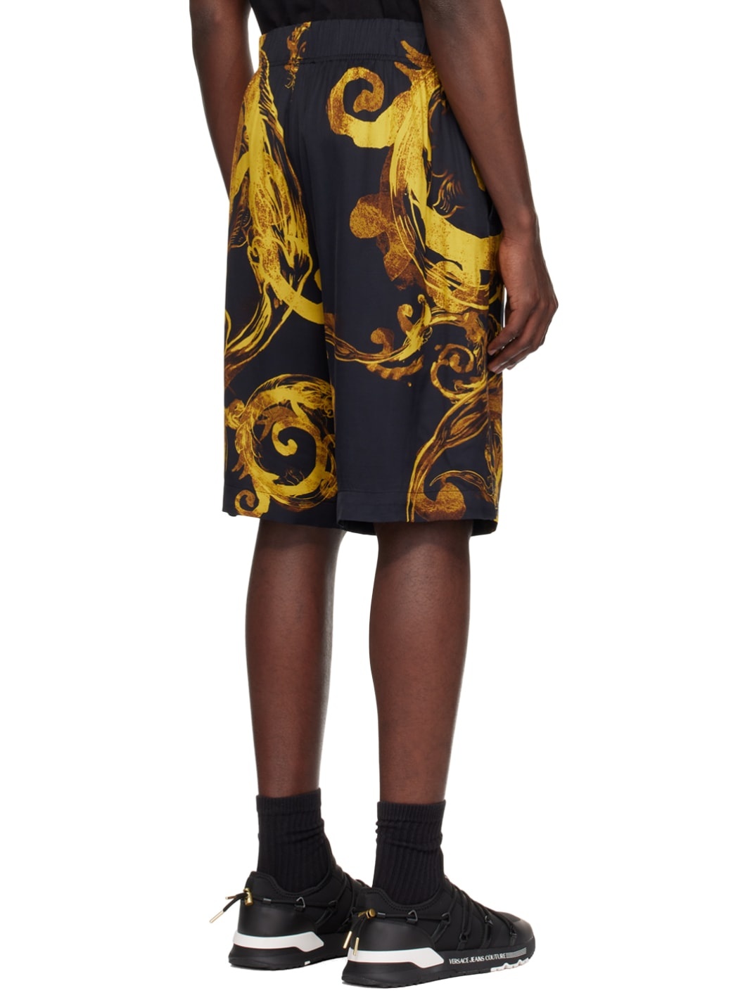 Black & Gold Watercolor Couture Shorts - 3