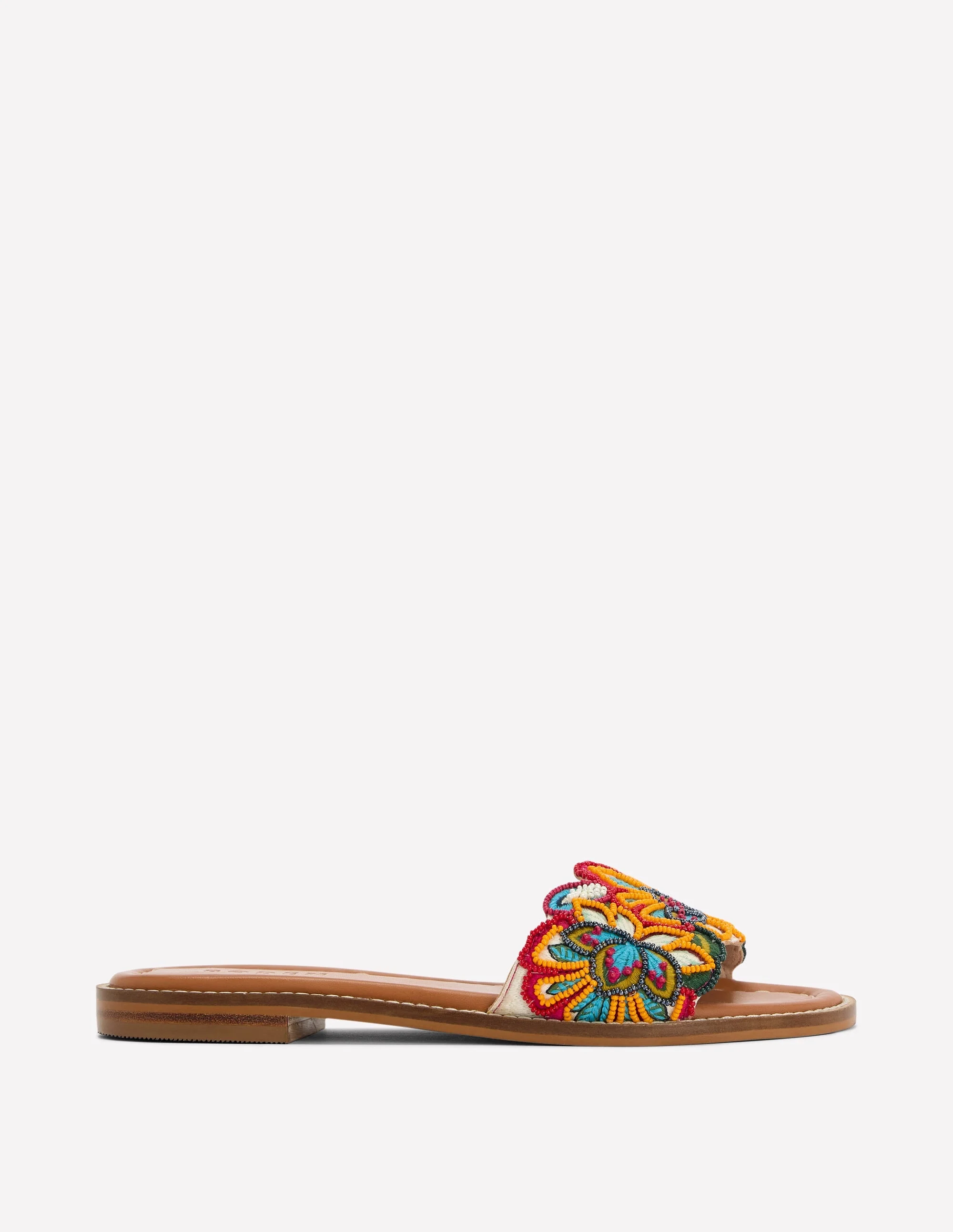 Beaded Flower Flat Sandal-Floral Multi Embroidery - 1