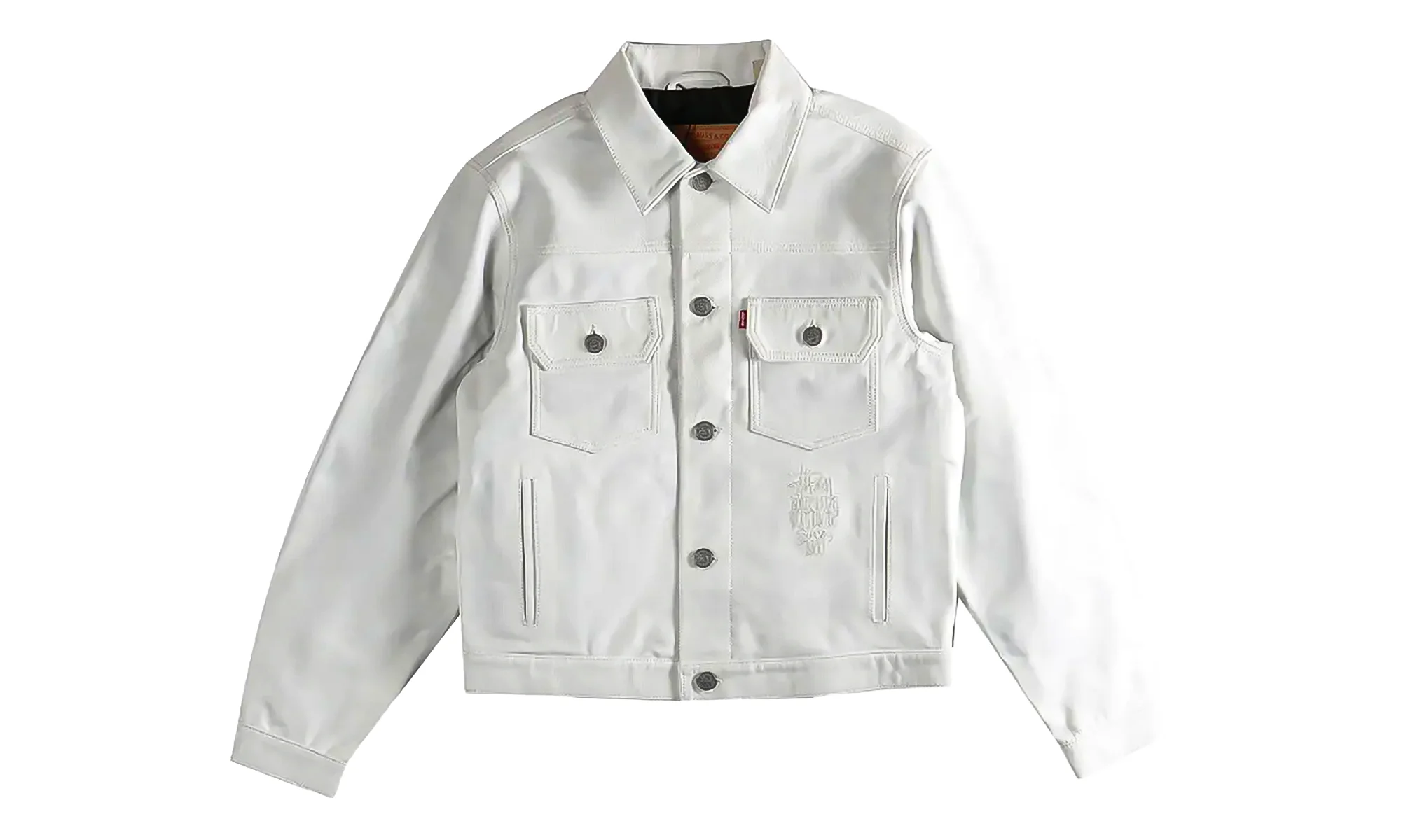 Stussy x Levi's Leather Trucker Jacket Tofu - 1