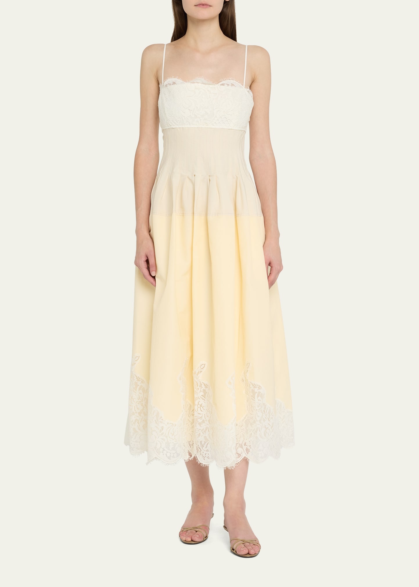 Lilianna Poplin Lace Midi Dress - 2