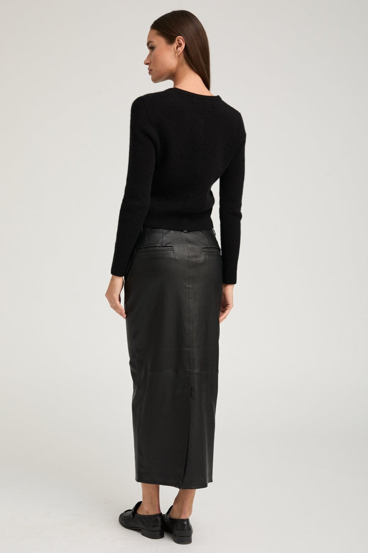BLACK LEATHER TROUSER SKIRT - 5
