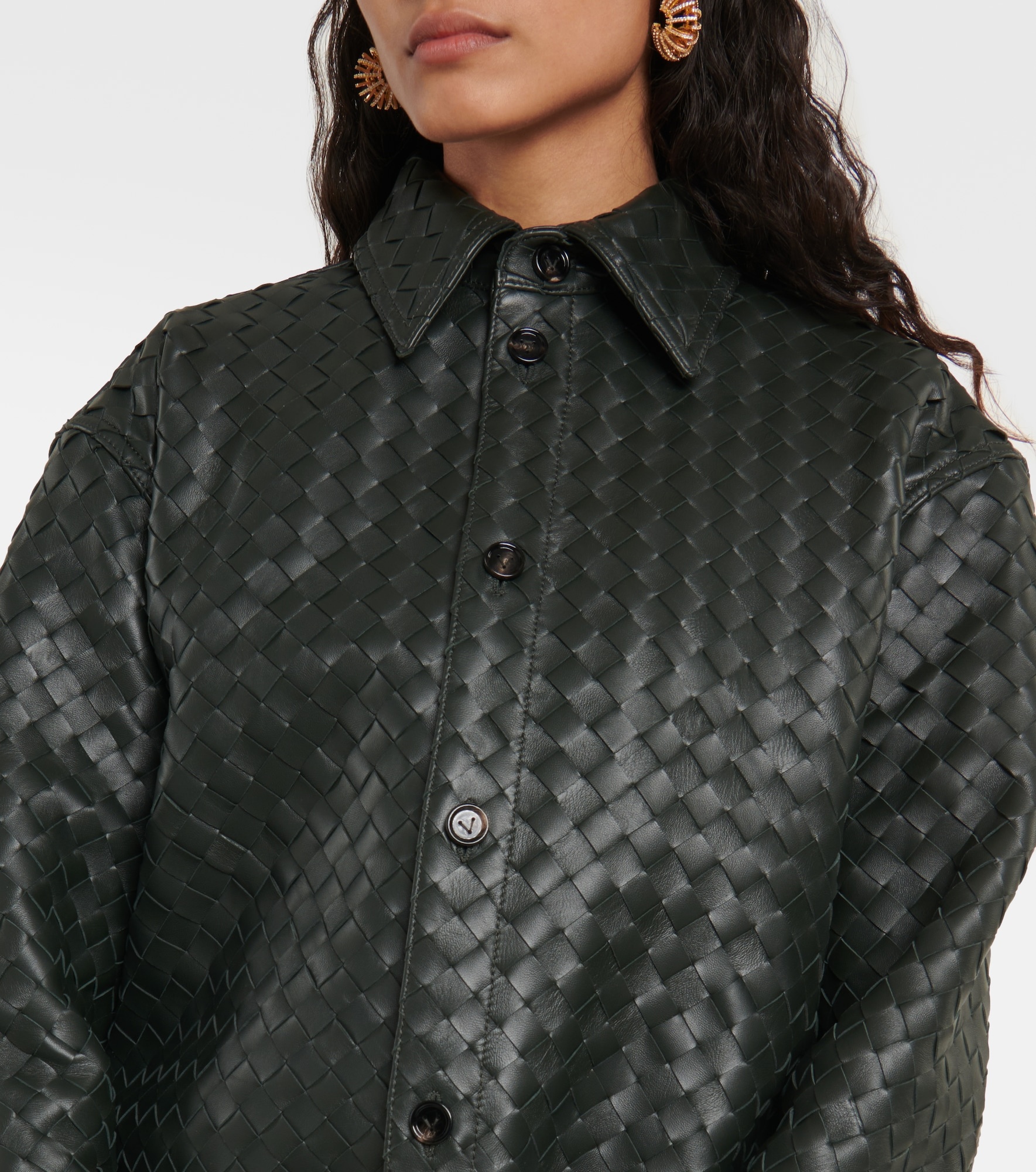 Intrecciato leather shirt - 6
