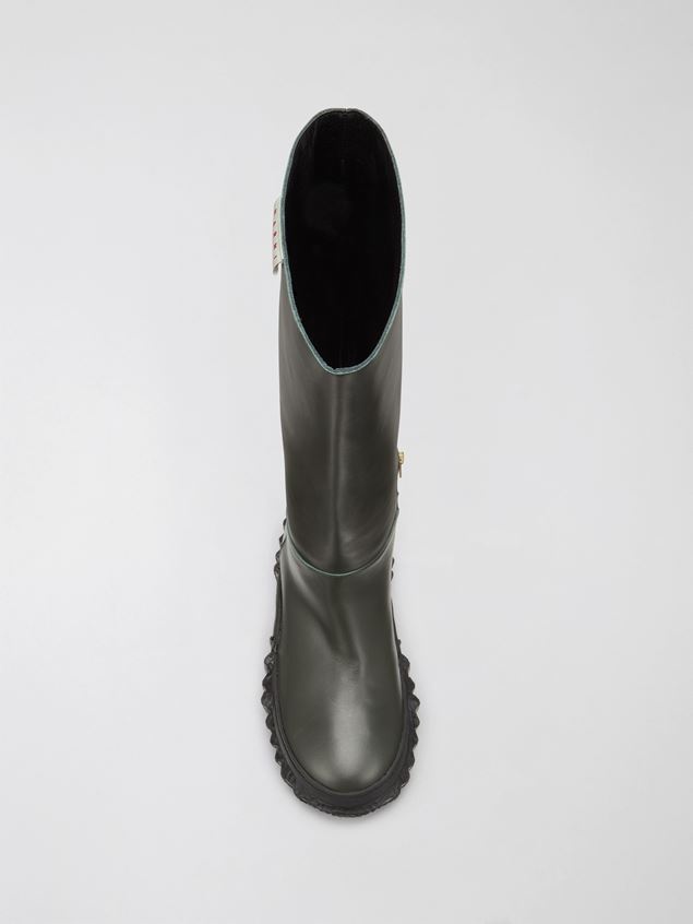 SMOOTH CALFSKIN BOOT WITH WAVY RUBBER SOLE - 4