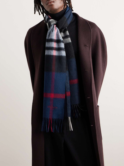 Mulberry Logo-Appliquéd Fringed Checked Wool Scarf outlook