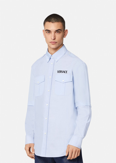 VERSACE Logo Embroidered Cotton Poplin Shirt outlook